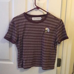Gypsy Warrior Maroon & White striped skull T-shirt